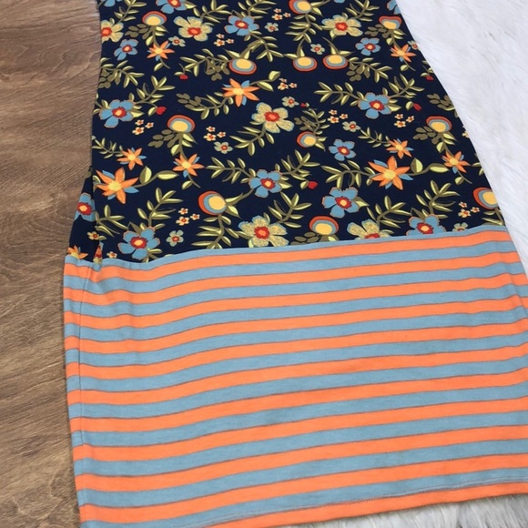 LULAROE small floral & striped midi T-shirt dress - Picture 4 of 7